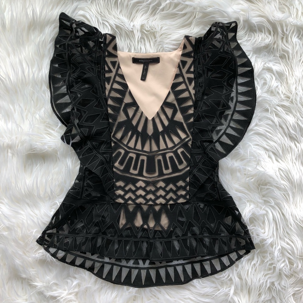 BCBGMaxAzria Flutter Sleeve Top